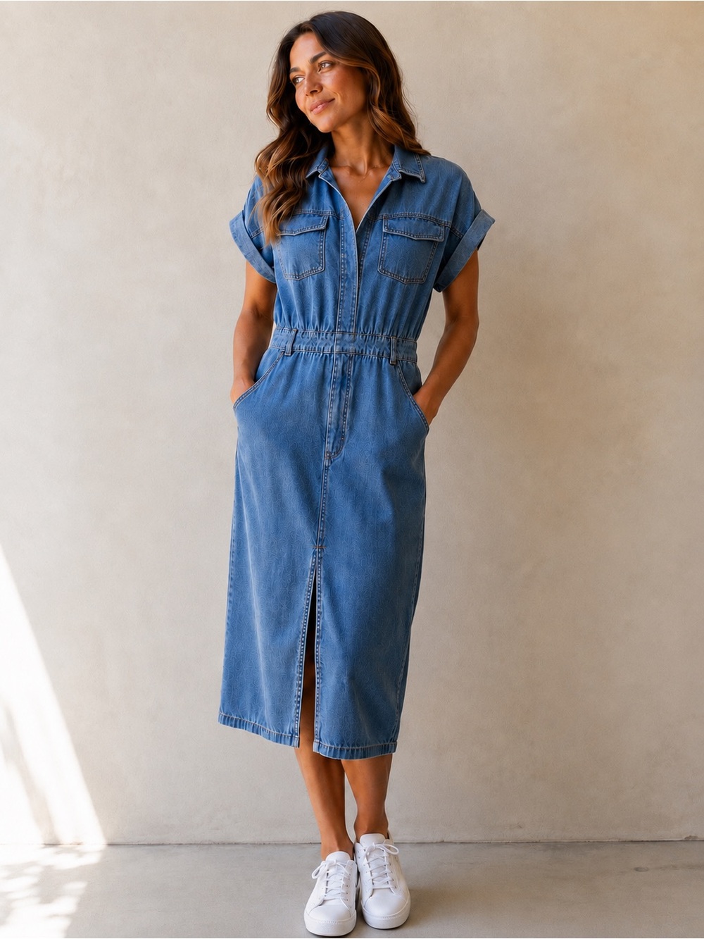NEW Given Kale Blue Jean Dress Medium - boutique brand